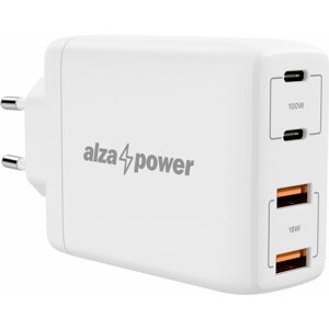 Töltő adapter AlzaPower G300 GaN Fast Charge 100W fehér