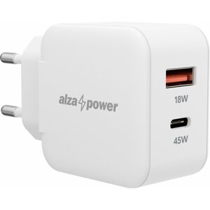 Töltő adapter AlzaPower A145 Fast Charge - 45W, fehér