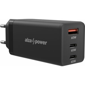 Töltő adapter AlzaPower G165 GaN Fast Charge - 65W, fekete