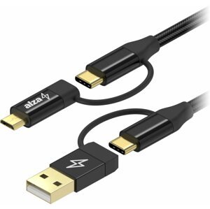 Adatkábel AlzaPower MultiCore 4in1 USB 2 m, fekete