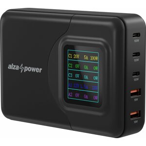 Töltő adapter AlzaPower M500 Digital Display Multi Ultra Charger 200W fekete