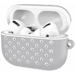 Fülhallgató tok AlzaGuard szilikon Polkadot tok Airpods Pro szürke és fehér színű készülékhez
