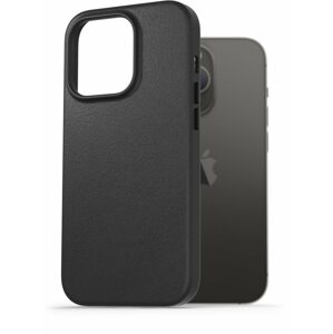 Telefon tok AlzaGuard Genuine Leather Case iPhone 14 Pro készülékhez, fekete