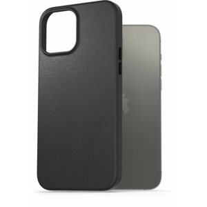 Telefon tok AlzaGuard Genuine Leather Case iPhone 13 Pro Max készülékhez, fekete