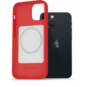 Telefon tok AlzaGuard iPhone 13 mini Magsafe piros szilikon tok