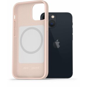 Telefon tok AlzaGuard iPhone 13 mini Magsafe rózsaszín szilikon tok