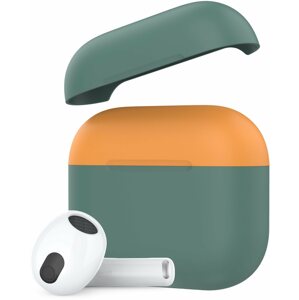Fülhallgató tok Ahastyle szilikon tok AirPods 3 készülékhez, Midnight-green-orange