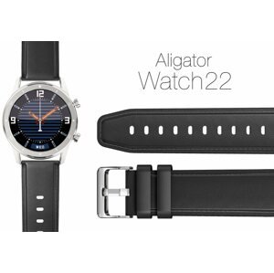 Szíj Aligator Watch 22 mm bőr - fekete