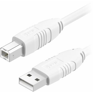 Adatkábel AlzaPower LinkCore USB-A to USB-B - 1m, fehér