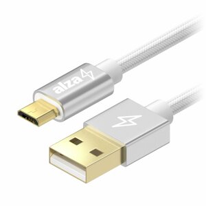 Adatkábel AlzaPower AluCore Micro USB 1m, ezüst