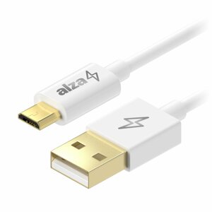 Adatkábel AlzaPower Core Micro USB 1m, fehér