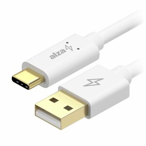 Adatkábel AlzaPower Core Charge 2.0 USB-C 0,1m, fehér