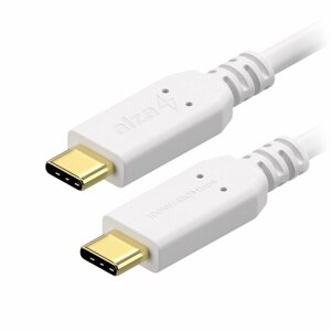 Adatkábel AlzaPower Core USB-C to USB-C 2.0, 5A, 100W, 2m, fehér