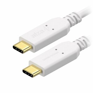 Adatkábel AlzaPower Core USB-C to USB-C 3.2 Gen 1, 5A, 100W, 0,5m, fehér