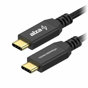 Adatkábel AlzaPower AluCore USB-C to USB-C 2.0, 5A, 100W, 0,5m, fekete