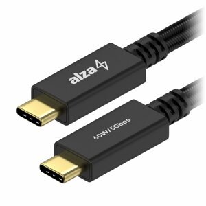 Adatkábel AlzaPower AluCore USB-C to USB-C 3.2 Gen 1, 3A, 60W, 0,5m, fekete