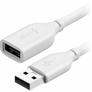Adatkábel AlzaPower Core USB-A (M) to USB-A (F) 2.0, 1,5m, fehér