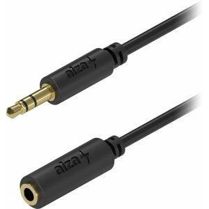 Audio kábel AlzaPower Core Audio 3,5 mm Jack (M) to 3,5 mm Jack (F) 1 m fekete