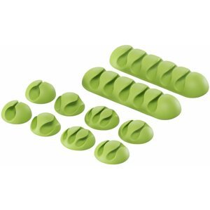 Kábelrendező AlzaPower Cable Clips Mix 10 pcs zöld