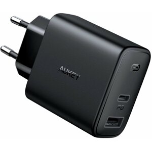 Töltő adapter Aukey Swift Series 32W 2-Port USB + USB-C PD Charger Black