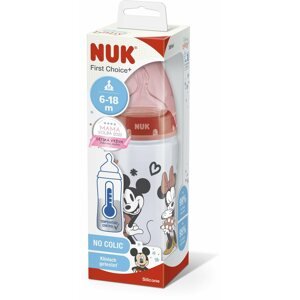 Cumisüveg NUK FC+ Mickey cumisüveg hőmérséklet-ellenőrzővel 300 ml, piros