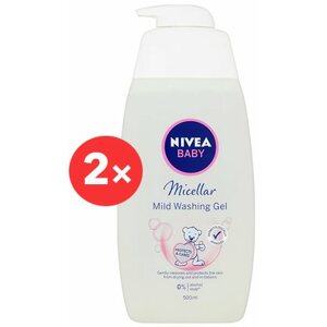 Gyerek tusfürdő NIVEA Baby Micellar Mild Washing Gel 2× 500 ml