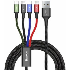 Adatkábel Baseus Gyorstöltő / adatkábel 4 az 1-ben 2* Lightning + USB-C + Micro USB 3,5 A 1,2 m, fekete