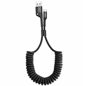 Adatkábel Baseus Fish Eye rugós töltő/adatkábel USB / USB-C, 2 A, 1 m, fekete