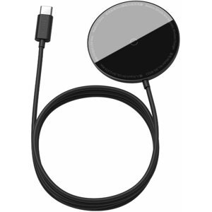 Vezeték nélküli töltő Baseus Mini Magnetic Wireless Charger USB-C cable 1,5m 15W Black