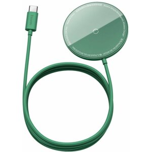 Vezeték nélküli töltő Baseus Mini Magnetic Wireless Charger USB-C cable 1,5m 15W Green