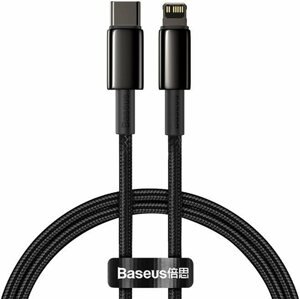 Adatkábel Baseus Tungsten Gold Fast Charging Data Cable Type-C to Lightning PD 20W 1m Black