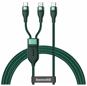 Adatkábel Baseus Flash Series Fast Charging Data Cable Type-C to Dual USB-C 100W 1.5m Green