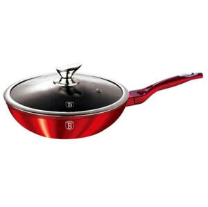 Wok BerlingerHaus serpenyő fedővel 28 cm Burgundy Metallic Line