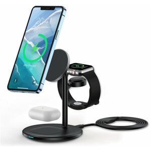 Töltőállvány ChoeTech 3in1 Holder Magnetic Wireless Charger for Iphone 12/13 series (include Apple watch charger)