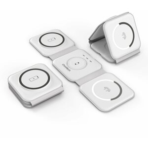 Vezeték nélküli töltő ChoeTech 3in1 Foldable Magnetic wireless charger station for iPhone 12 / 13 / 14 series, AirPods Pro