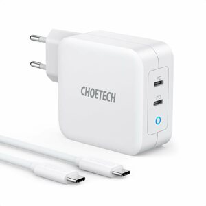 Töltő adapter Choetech PD 100W GaN dual USB-C Charger with CC cable