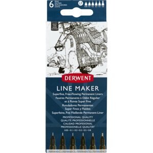 Liner DERWENT Line Maker Black 0,05 - 0,8 mm, 6 hegyméret, fekete