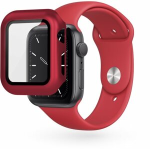 Okosóra tok Epico Apple Watch 4/5/6/SE (44mm) edzett üveg tok - piros