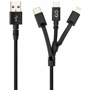 Adatkábel Epico 3in1 USB-C + MicroUSB + Lightning to USB-A - fekete