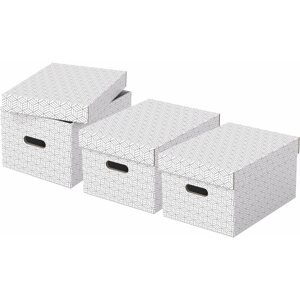 Archiváló doboz ESSELTE Home M méret 26.5 x 20.5 x 36.5 cm, fehér - 3 darabos készlet