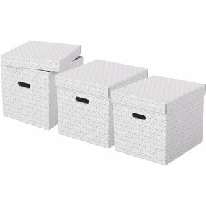 Archiváló doboz ESSELTE Home kocka alakú 32 x 31.5 x 36.5 cm, fehér - 3 darabos szett