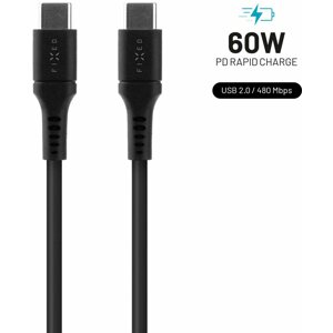 Adatkábel FIXED Cable USB-C to USB-C - PD, USB 2.0, 60W, Liquid silicone, 0,5m, fekete