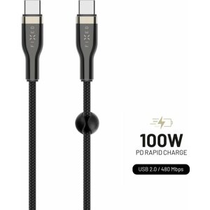 Adatkábel FIXED Cable USB-C to USB-C - PD, USB 2.0, 100W, 0,5m, fekete