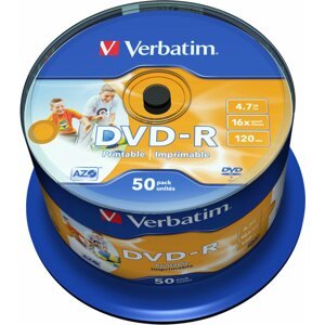 Média Verbatim DVD-R 16x nyomtatható 50ks cakebox