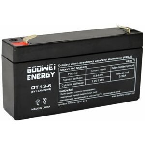 Szünetmentes táp akkumulátor GOOWEI ENERGY Karbantartásmentes ólom-sav akkumulátor OT1.3-6, 6V, 1.3Ah