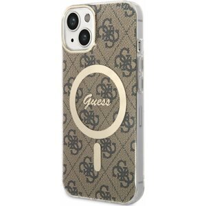 Telefon tok Guess 4G IML MagSafe kompatibilis iPhone 13 hátlap tok, barna