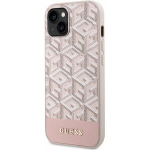 Telefon tok Guess PU G Cube iPhone 14 rózsaszín MagSafe kompatibilis tok