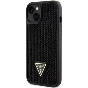 Telefon tok Guess Rhinestones Triangle Metal Logo iPhone 14 fekete tok