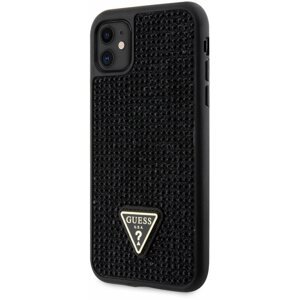 Telefon tok Guess Rhinestones Triangle Metal Logo iPhone 11 fekete tok