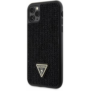 Telefon tok Guess Rhinestones Triangle Metal Logo iPhone 11 Pro fekete tok